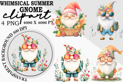 Whimsical Summer Gnome Clipart Watercolor PNG Product Image 1