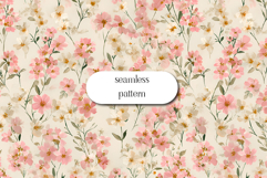Soft Pink Floral Seamless Pattern | Romantic Botanical Product Image 1