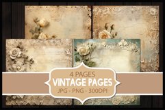 4 Vintage Floral Digital Papers I Junk Journal Pages Product Image 1