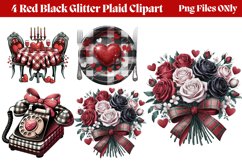 Red Black Glitter Plaid Clipart PNG Product Image 1