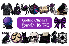 Gothic Halloween Clipart Bundle | Purple Black Sublimation Product Image 1