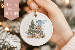 Bobcat Kitten 1st Christmas Sublimation Ornament PNG Product Image 1
