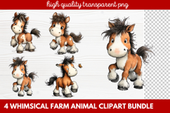 4 Whimsical Farm Animal Clipart | Cute Farm Animals PNG Set Product Image 1
