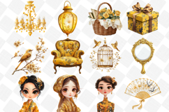 Yellow Chinoiserie Mothers Day Clipart - Set of 39 Png Bundl Product Image 3