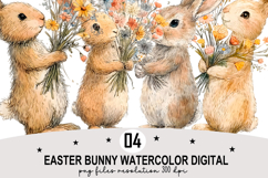 Easter Bunny Watercolor Clipart png Product Image 1