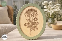 Scalloped Flower Chrysanthemum Frame Laser Cut | Floral Sign Product Image 1