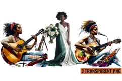 Watercolor Black Women Clipart, PNG Product Image 1