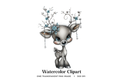 Winter Floral Reindeer PNG Clipart Product Image 1