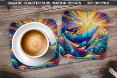 Dolphin Coaster Sublimation, Summer Coaster PNG Design Product Image 1