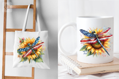 4th of July Dragonfly sublimation print design PNG Product Image 3