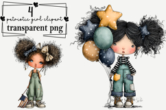 whimsical patriotic girl clipart Watercolor PNG Product Image 1