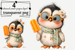 Whimsical Summer Penguin Clipart Watercolor PNG Product Image 1