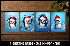 Penguins peeking out of a cracked ice I Greeting Cards Product Image 2