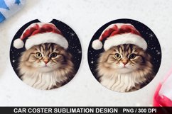 Christmas Cat Car Coaster PNG, Funny Cat Car Coaster Product Image 1