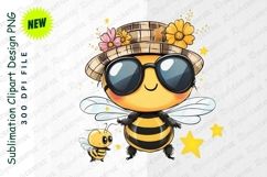 Cute Cartoon Bees With Hat And Sunglasses Clipart Product Image 1