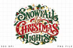 Snowfall & Christmas Lights PNG - Vintage Winter Typography Product Image 3