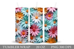 Daisy Flowers Tumbler Design. Flowers Tumbler Sublimation Product Image 1