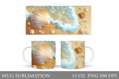 Seashell Mug Sublimation. Sea Mug Wrap Design Product Image 1