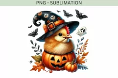 Halloween Chicken PNG, Funny Chicken Witch Shirt Design Product Image 4