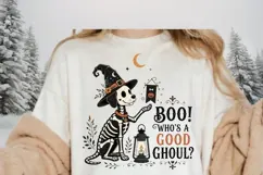 Boo Whos A Good Ghoul PNG Sublimation Design - Cute Skeleton Product Image 1