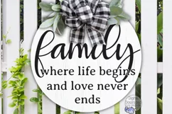 Inspirational Round Sign Svg, Family Where Life Begins Product Image 1