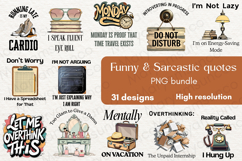Funny &amp; Sarcastic Quotes PNG Bundle | Humorous PNG Designs Product Image 1