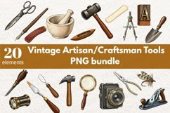20 Vintage Artisan Tools PNG Bundle | Antique Clipart set Product Image 1