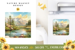 Nature Magnet PNG, Mountain Magnet Sublimation Product Image 1