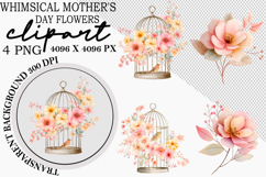Whimsical Mother's Day Flowers Clipart Watercolor png Product Image 1