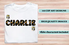 Black and Gold Alphabet png clipart, gold letters doodle Product Image 6