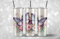 Butterflies Shabby Chic Tumbler Wrap Sublimation Design Product Image 4