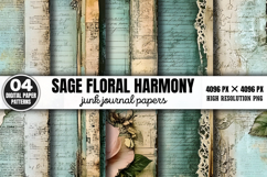 Sage Floral Harmony Junk Journal Bundle PNG Product Image 13
