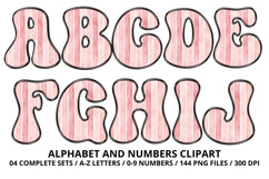 Watercolor Stripes Doodle Alphabet PNG Retro Letters 300 DPI Product Image 2