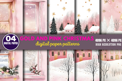 Gold and Pink Christmas Backgrounds PNG Product Image 1