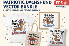 Patriotic Dachshund 4th of July Funny Bundle T-Shirt EPS Set Product Image 1