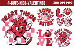 Heart throbr PNG,Cute Kids Valentines Day Retro PNG Product Image 1