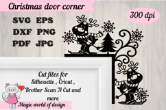 Christmas door corner svg, deer and trees Ornament Svg Product Image 2