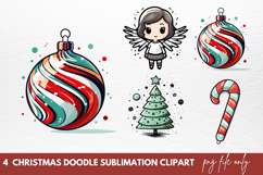 Christmas Doodle Sublimation Clipart, Christmas Doodle Product Image 1