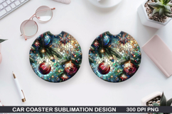 Car Coaster Sublimation| Christmas Coaster PNG Design Product Image 1