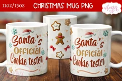 Christmas Cookies mug wrap PNG, Santa's cookie tester mug Product Image 1