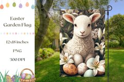 Floral Garden Flag, Easter Lamb Garden Flag Template Product Image 1