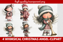 4 Whimsical Christmas Angel Clipart | Cute Holiday Angel PNG Product Image 1