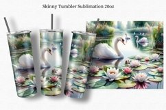 Pond with swans, Tumbler Wrap 20oz, Watercolor Product Image 1