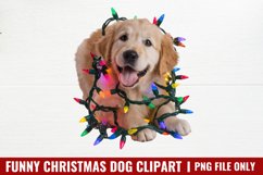 Funny Christmas Dog Watercolor Clipart PNG Product Image 1