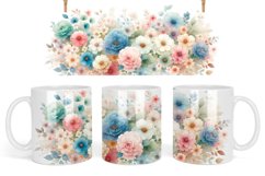 Pastel Flowers mug design, Watercolor Floral Coffee Mug Product Image 1