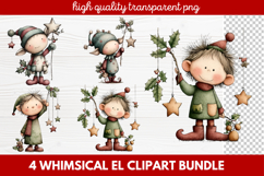 Whimsical Elf Clipart | Cute Christmas Elf PNG Illustration Product Image 1