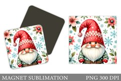 Christmas Gnome Magnet. Christmas Magnet Sublimation Product Image 1