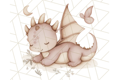 Watercolor Baby Dragon Clipart, Cute Nursery Fantasy PNG Product Image 2