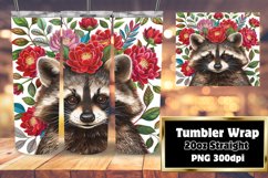 Playful Raccoon &amp; Flower Tumbler Wrap Sublimation Product Image 1
