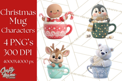 Christmas Characters in Mugs PNG Clipart Product Image 1
